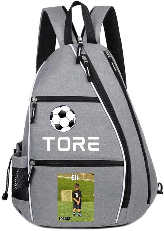 SMALL COLOR Personalized Sport Gym Bag For Men Women Custom Pickleball Paddles Sprots Backpack With Logo/Text/Photo (Gray)