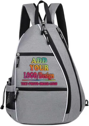 SMALL COLOR Personalized Sport Gym Bag For Men Women Custom Pickleball Paddles Sprots Backpack With Logo/Text/Photo (Gray)