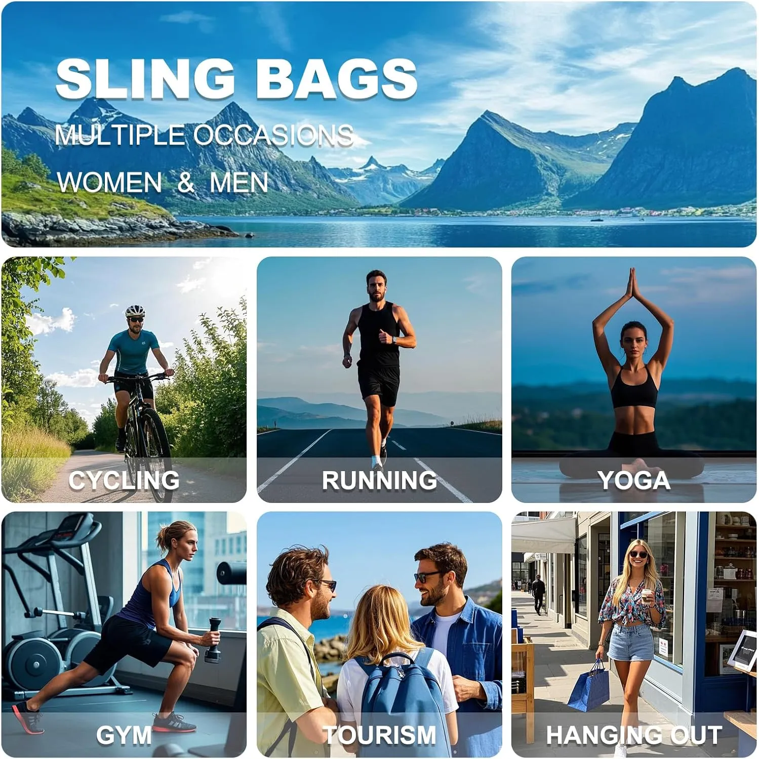 Small Sling Bag Crossbody Hiking Bag 9.36L Shoulder Bag with Headphone Jack, Man Women Crossbody Casual Backpack for Travel, Camping (Red)