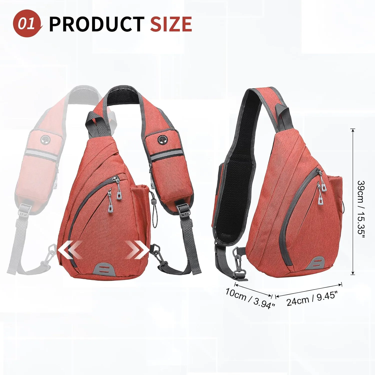 Small Sling Bag Crossbody Hiking Bag 9.36L Shoulder Bag with Headphone Jack, Man Women Crossbody Casual Backpack for Travel, Camping (Red)