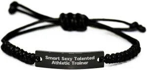 Smart Sexy Talented Athletic Trainer Birthday Rope Bracelet, Funny Quote 'You're Absolutely Killing It' Adjustable Black Stainless Steel Rope, Gift from Friends to Athletic Trainer