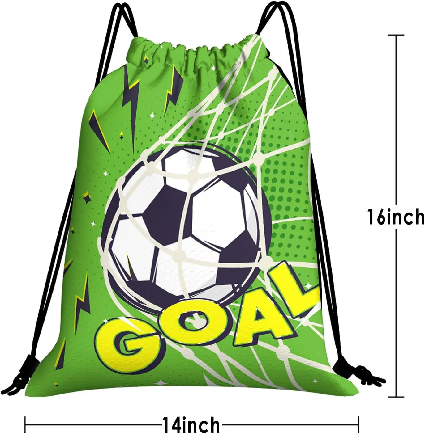 Soccer Drawstring Bag Set Including Drawstring Sackpack Stickers Keychain Hair ring Hair Rope Hair Ties Wristband 7 Pcs