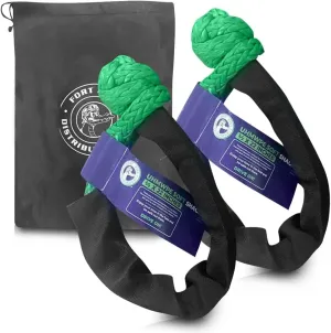 Soft Shackle 2 Pack - ½” x 22” Off-Road Recovery Kit with Tow Straps & Tow Hooks - Heavy Duty Synthetic Rope for Outdoor Enthusiasts - US Vet Owned, Green, with Bag