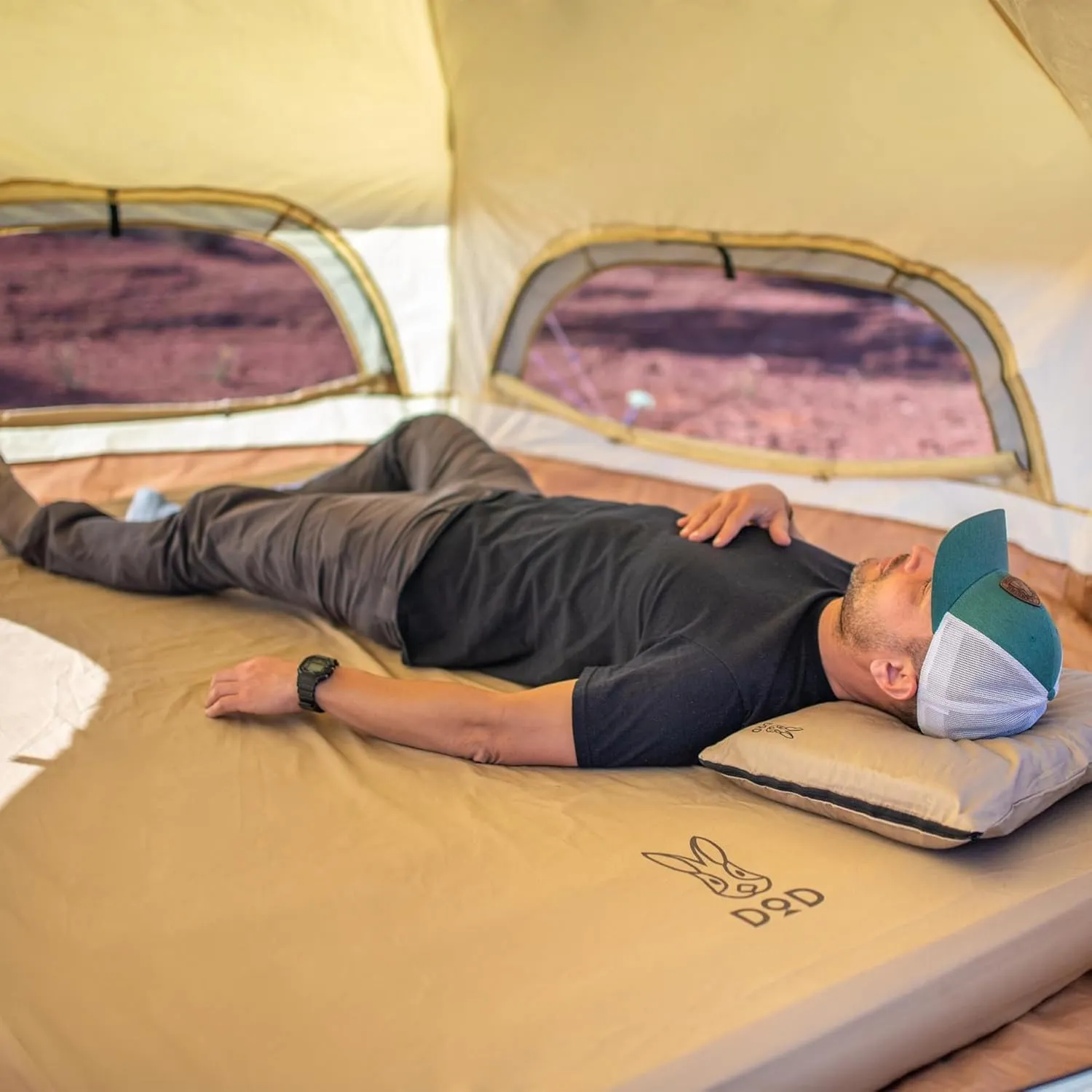 Soto Sleeping Pad for Camping - Extra Thick Self-Inflating - Mattress and Air Pillow - Tan - Large