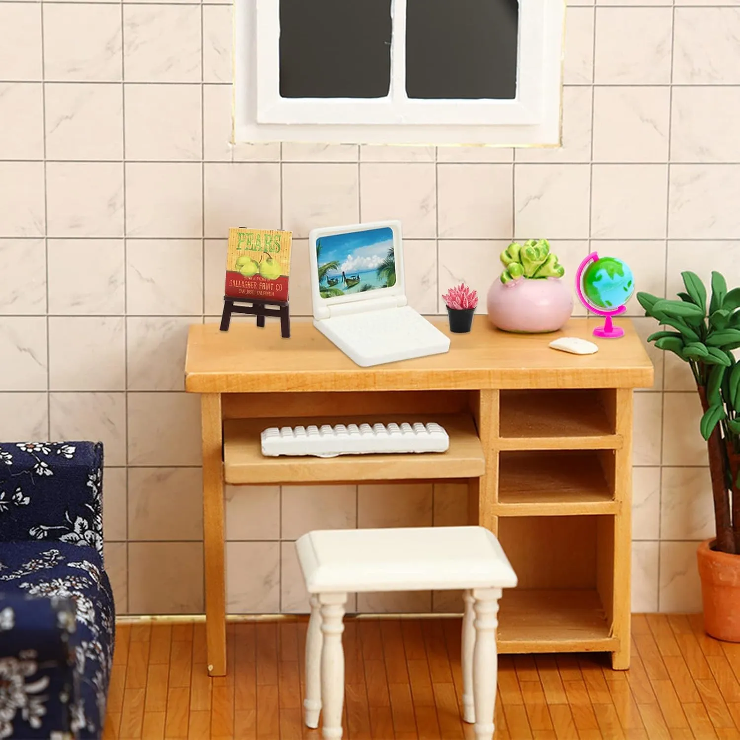 SOTOGO 46 Pieces Doll House School Supplies Mini School Accessories Dollhouse Toy Home Miniature Model DIY Doll Accessories
