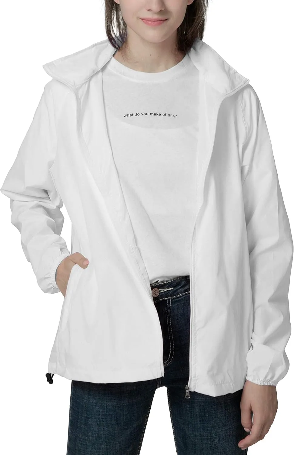 Spmor Women's Lightweight Waterproof Jacket Packable Windbreaker Running Coat