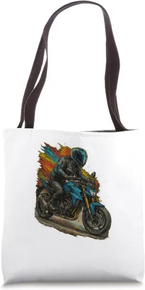 Sport Bike Rider Retro Motorcycle Chalk Design Tote Bag
