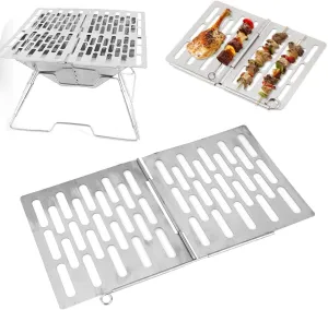 Stainless Steel Foldable Portable BBQ Board Plate for Camping Picnic Outdoor Accessory