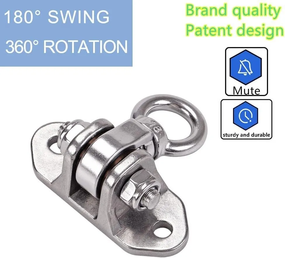 Stainless Steel Heavy Duty Swing Hanger 180° 360° Ceiling Swing Mount Free Swivel Swing Hook Swing Hardware Kit for Yoga Swing Hammock Chair Porch Swing Sets Heavy Punching Bag 1500 LB Capacity