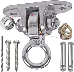 Stainless Steel Heavy Duty Swing Hanger 180° 360° Ceiling Swing Mount Free Swivel Swing Hook Swing Hardware Kit for Yoga Swing Hammock Chair Porch Swing Sets Heavy Punching Bag 1500 LB Capacity