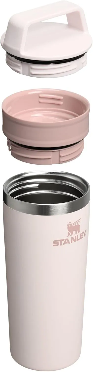 STANLEY Cafe To Go Travel Mug 16 oz | Leakproof Two-Part Drink Through Lid | Tumbler Cup for Coffee, Tea and Drinks | Insulated Stainless Steel Coffee Mug | BPA-Free | Rose Quartz