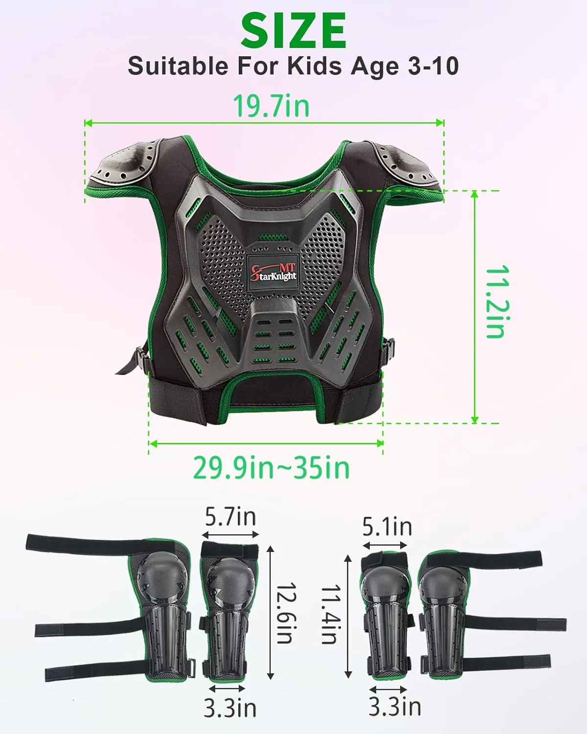 StarknightMT Kids Dirt Bike Gear - Youth Motorcycle Riding Protective Gear Motocross Armor Suit Chest Protector for Boys Girls Mountain Biking Cycling