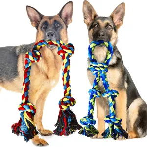 Stride Indestructible Dog Toys - Set of 2 Large Dog Toys for Aggressive Chewers, Great for Teeth Cleaning, Tug of War & Relieves Boredom & Anxiety
