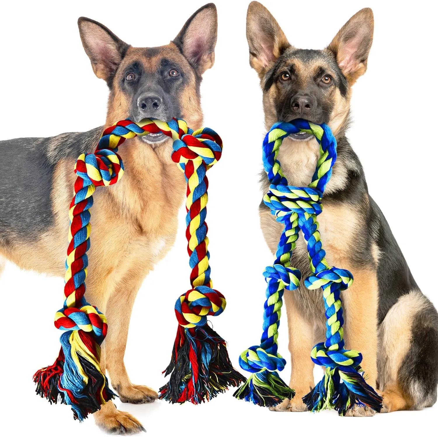 Stride Indestructible Dog Toys - Set of 2 Large Dog Toys for Aggressive Chewers, Great for Teeth Cleaning, Tug of War & Relieves Boredom & Anxiety