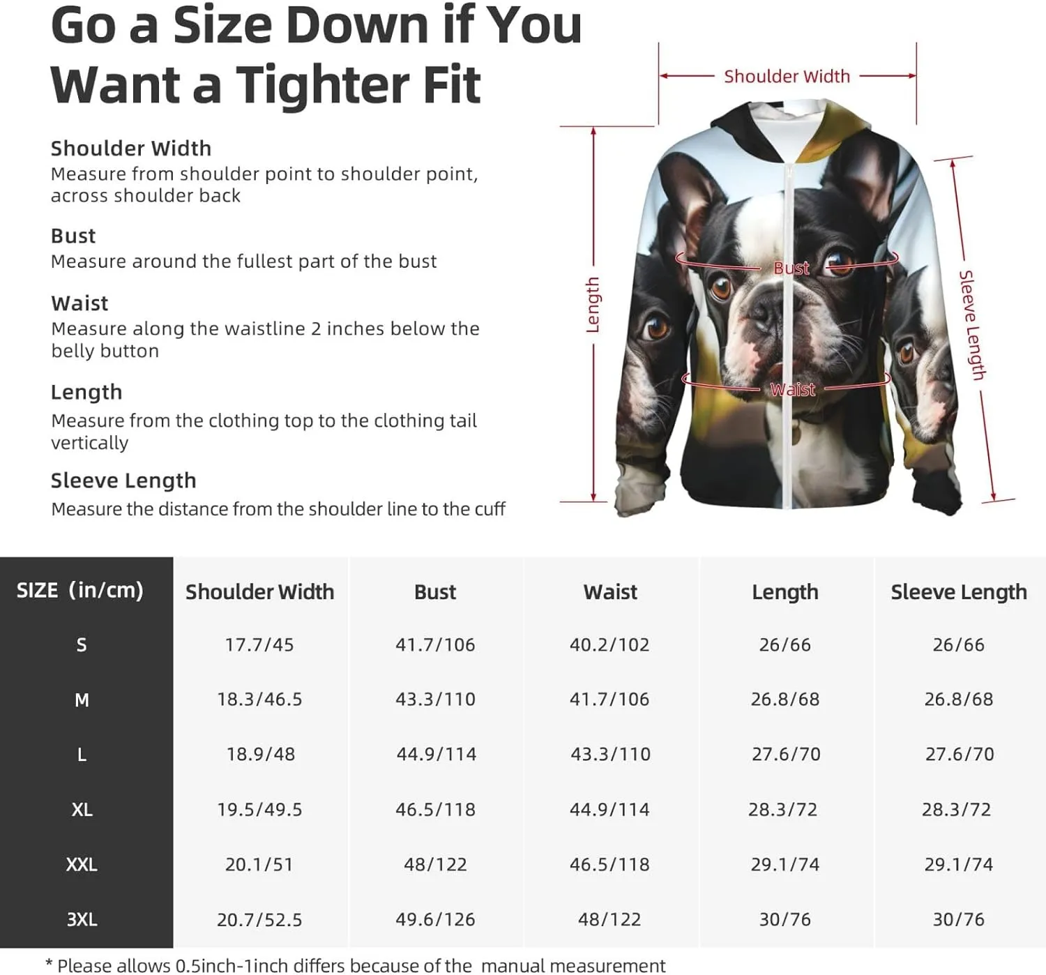 Sun Protection Hoodie Jacket Puppy Dog Boston Terrier Lightweight Long Sleeve Rash Guard Sun Shirt