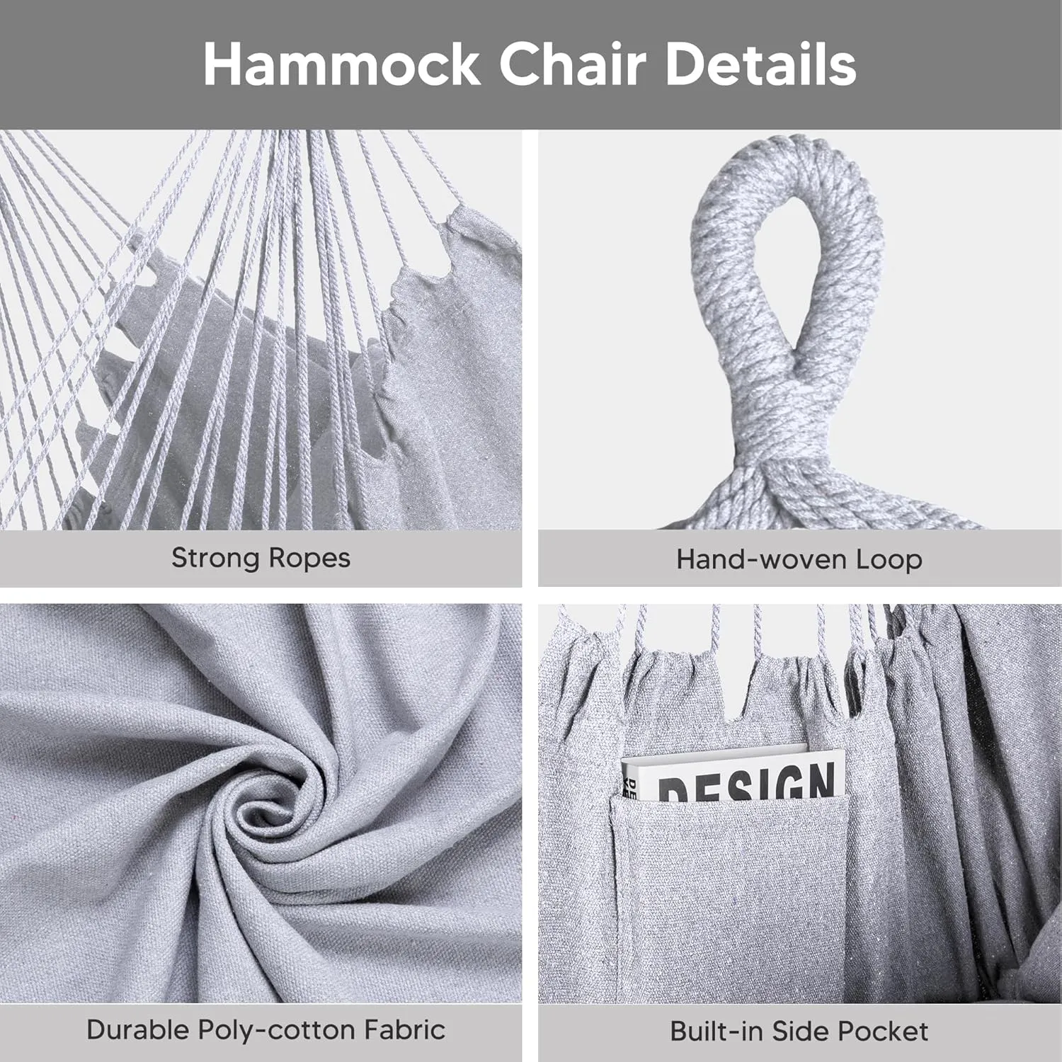 SUNCREAT 2-in-1 Convertible Extra Large Hammocks with Stand, Heavy Duty 2 Person Hammock for Outside with Stand, Patent Pending, Light Gray