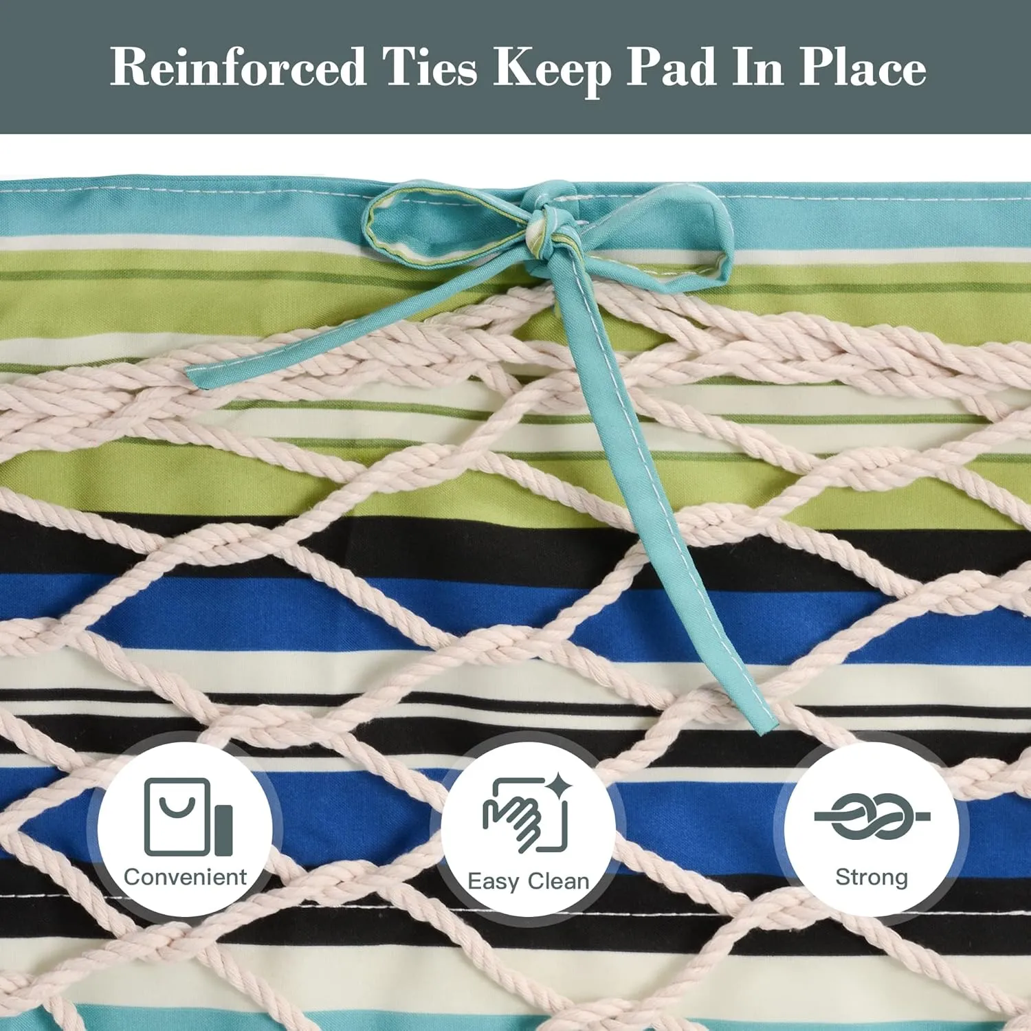 SUNCREAT Outdoor Double Hammock Pad, Soft Comfortable Polyester Pad, Green Stripes