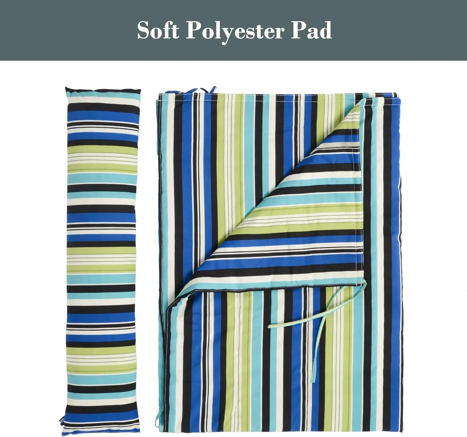 SUNCREAT Outdoor Double Hammock Pad, Soft Comfortable Polyester Pad, Green Stripes