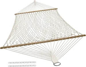 Sunnydaze Cotton Rope Double Hammock for Outside - 450-Pound Capacity Indoor or Outdoor Hammock with Spreader Bars - Natural