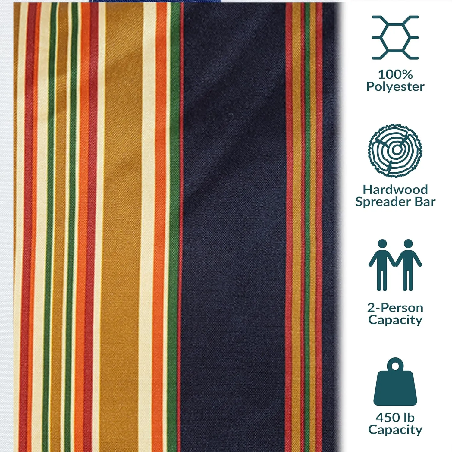 Sunnydaze Extra Large Quilted Hammock with Spreader Bars - 2-Person Hammock for Outside - Woodland Stripe