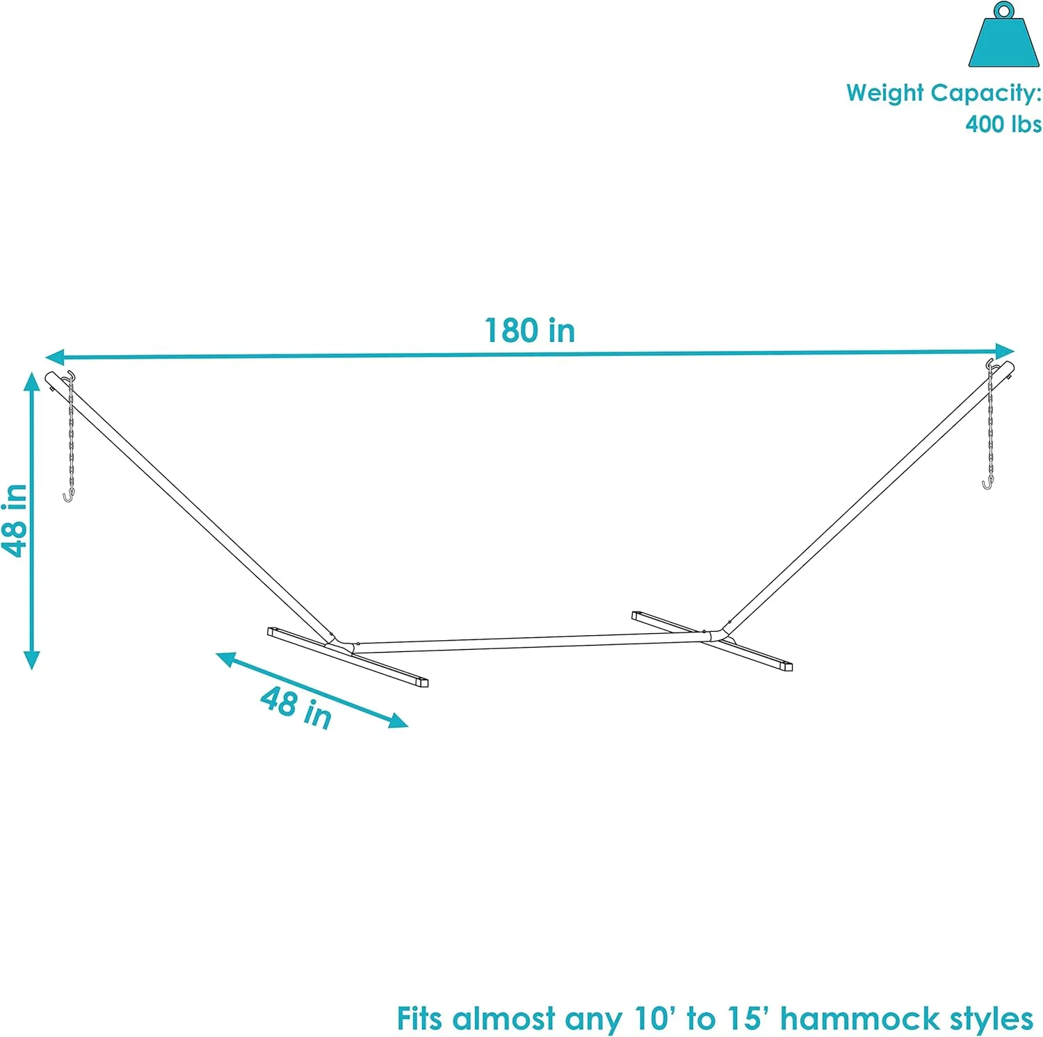 Sunnydaze Steel Hammock Stand for Outside - 400-Pound Capacity Indoor/Outdoor Hammock Stand Only - Bronze Powder-Coated Finish - 15-Foot
