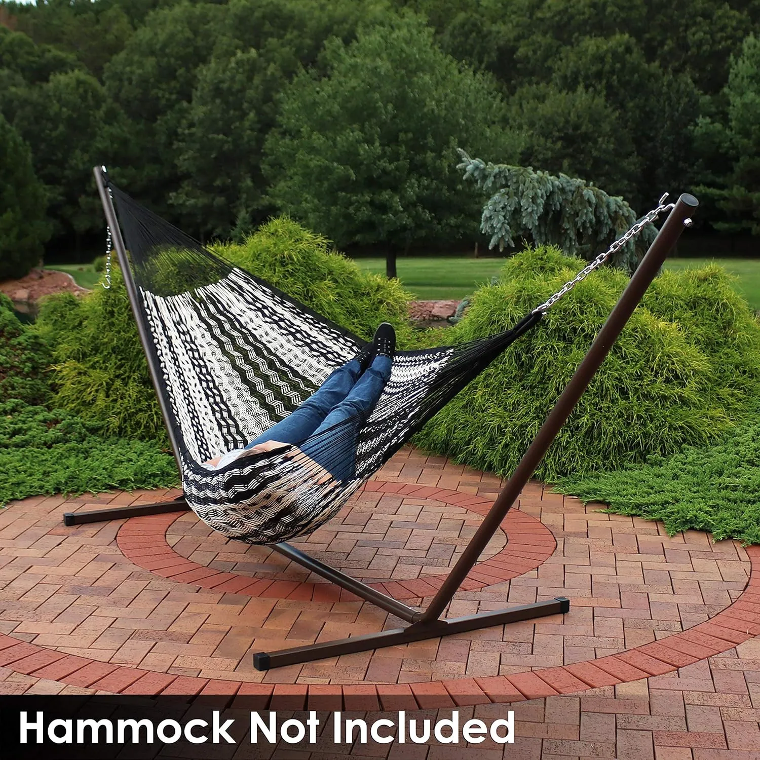 Sunnydaze Steel Hammock Stand for Outside - 400-Pound Capacity Indoor/Outdoor Hammock Stand Only - Bronze Powder-Coated Finish - 15-Foot