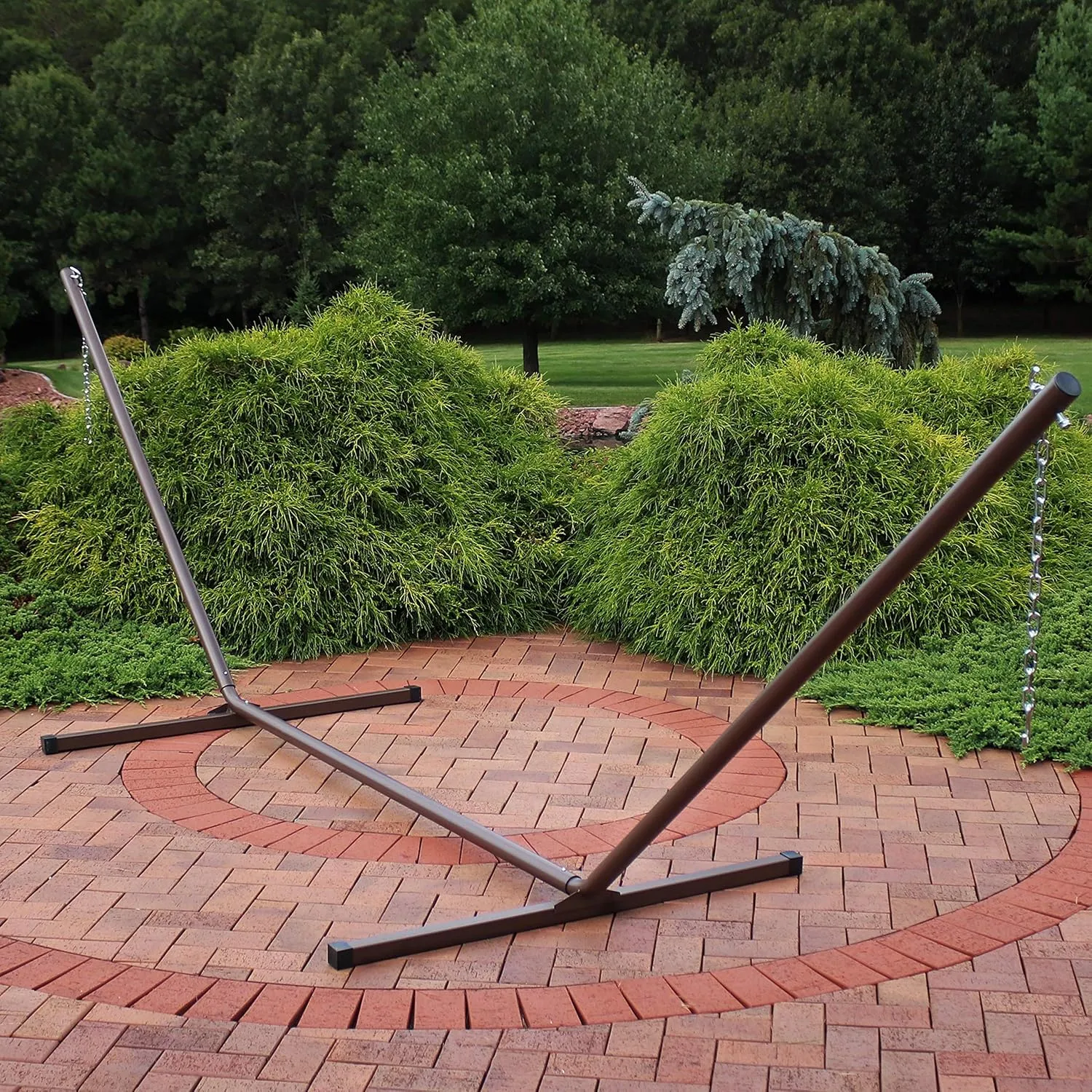Sunnydaze Steel Hammock Stand for Outside - 400-Pound Capacity Indoor/Outdoor Hammock Stand Only - Bronze Powder-Coated Finish - 15-Foot