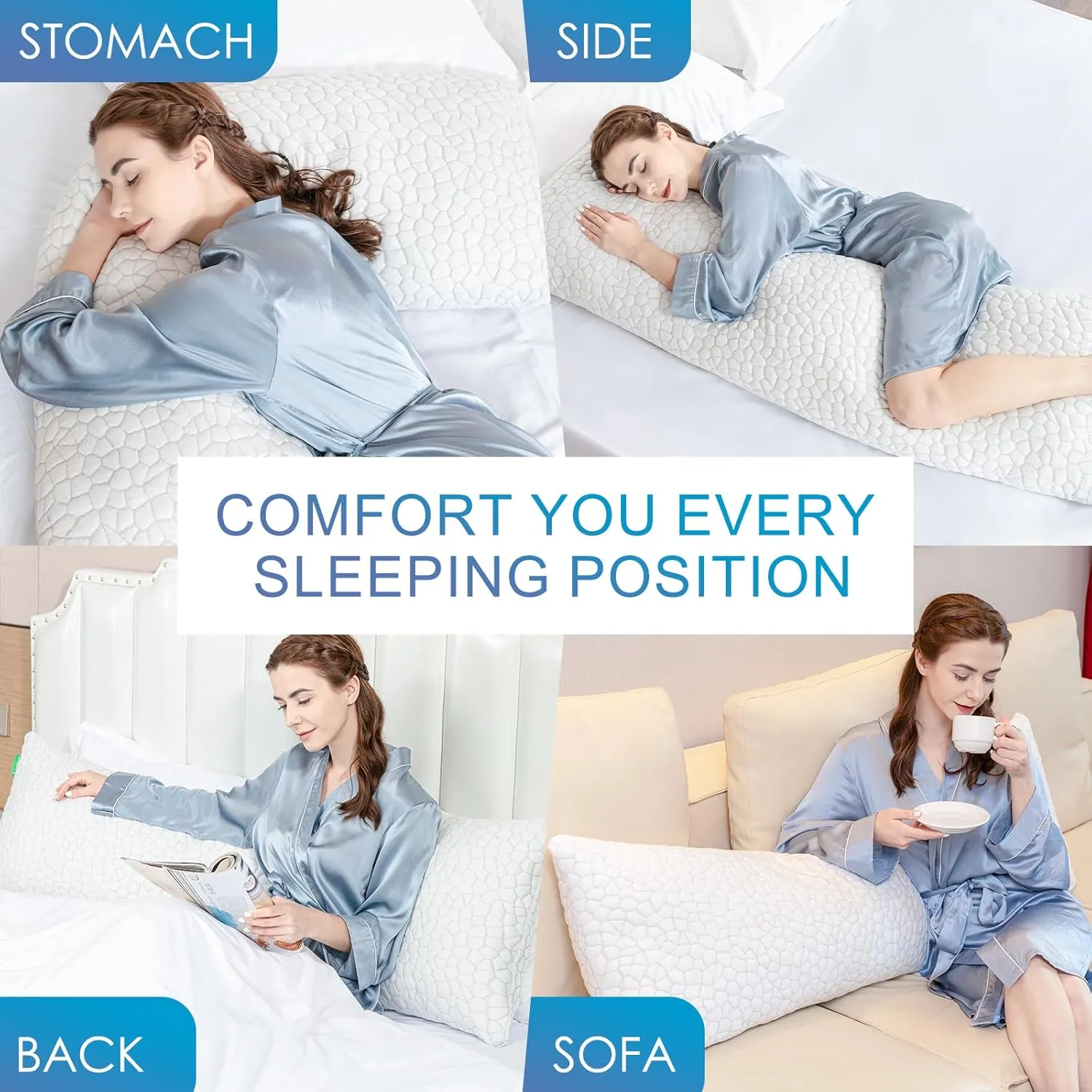 SUPA MODERN Cooling Bed Pillows for Sleeping 1 Pack Shredded Memory Foam Pillows Adjustable Cool Pillow for Side Back Stomach Sleepers Luxury Gel Pillows Body Pillow with Washable Removable Cover