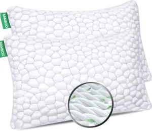 SUPA MODERN Cooling Bed Pillows for Sleeping 2 Pack Shredded Memory Foam Pillows Adjustable Pillow for Side Back Stomach Sleepers Luxury Gel Pillows Queen Size Set of 2 with Washable Removable Cover