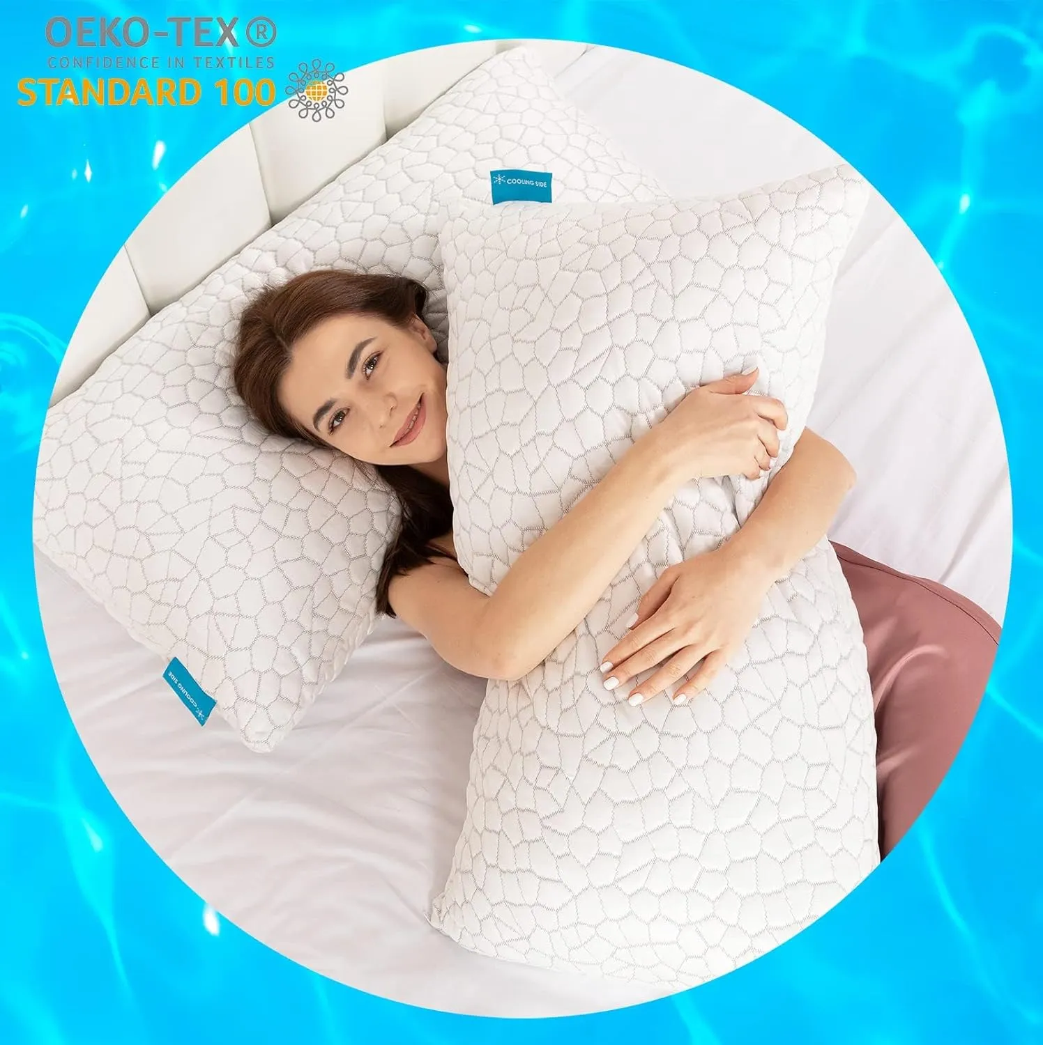SUPA MODERN Cooling Bed Pillows for Sleeping 2 Pack Shredded Memory Foam Pillows Adjustable Pillow for Side Back Stomach Sleepers Luxury Gel Pillows Queen Size Set of 2 with Washable Removable Cover