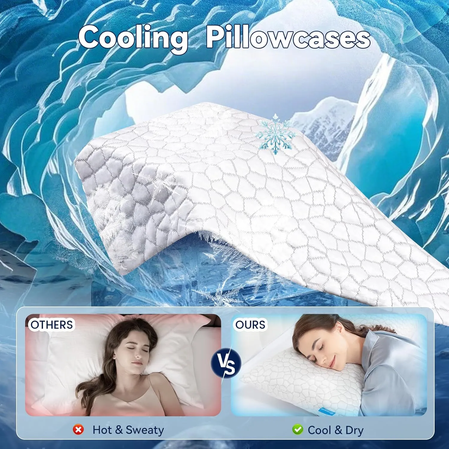 SUPA MODERN Cooling Fiber Pillow Cover Queen Size 1 Pack, Luxury Pillow Cover for Hotel Memory Foam Down with Smooth Zipper Cool Case for Hot Sleepers Machine Washable