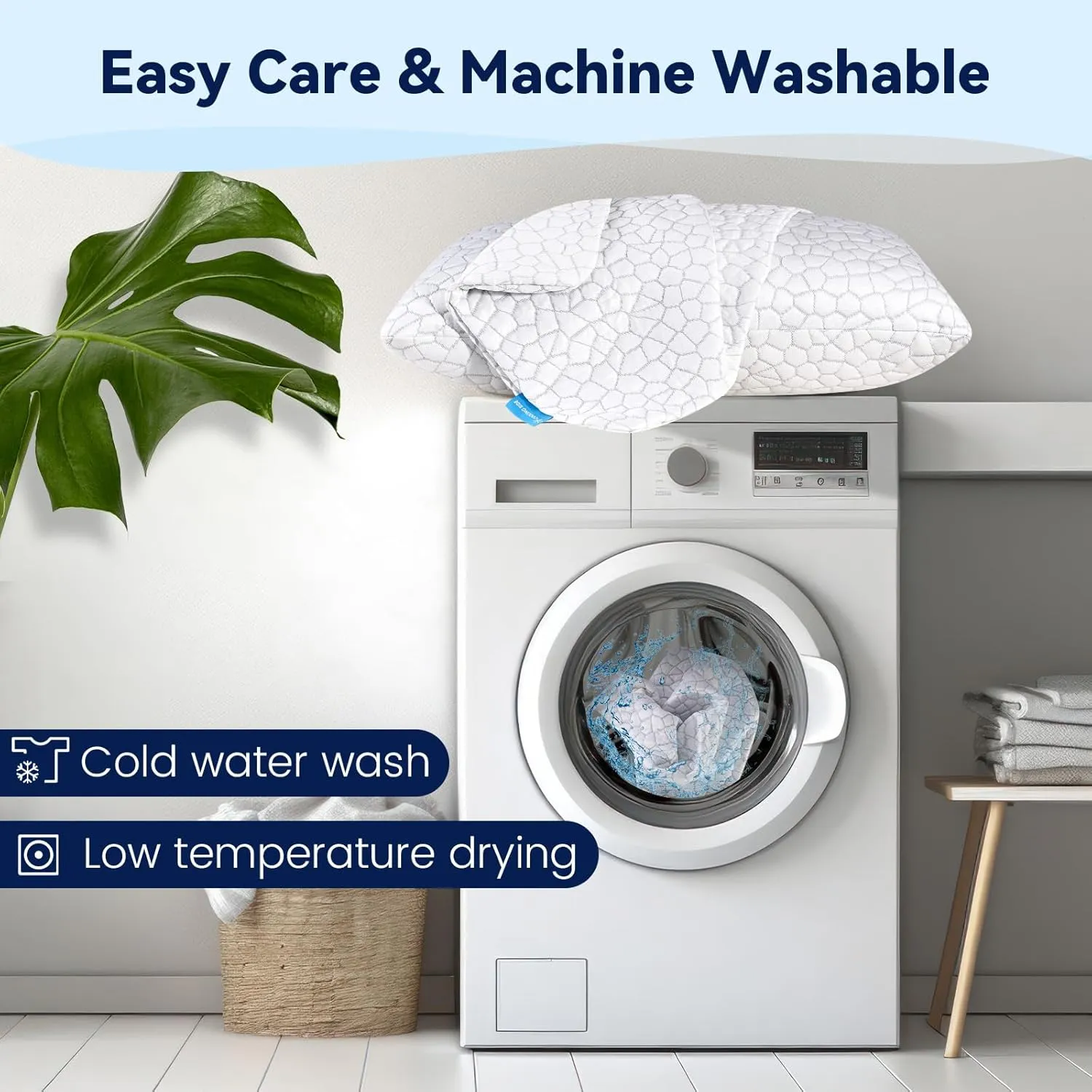 SUPA MODERN Cooling Fiber Pillow Cover Queen Size 1 Pack, Luxury Pillow Cover for Hotel Memory Foam Down with Smooth Zipper Cool Case for Hot Sleepers Machine Washable