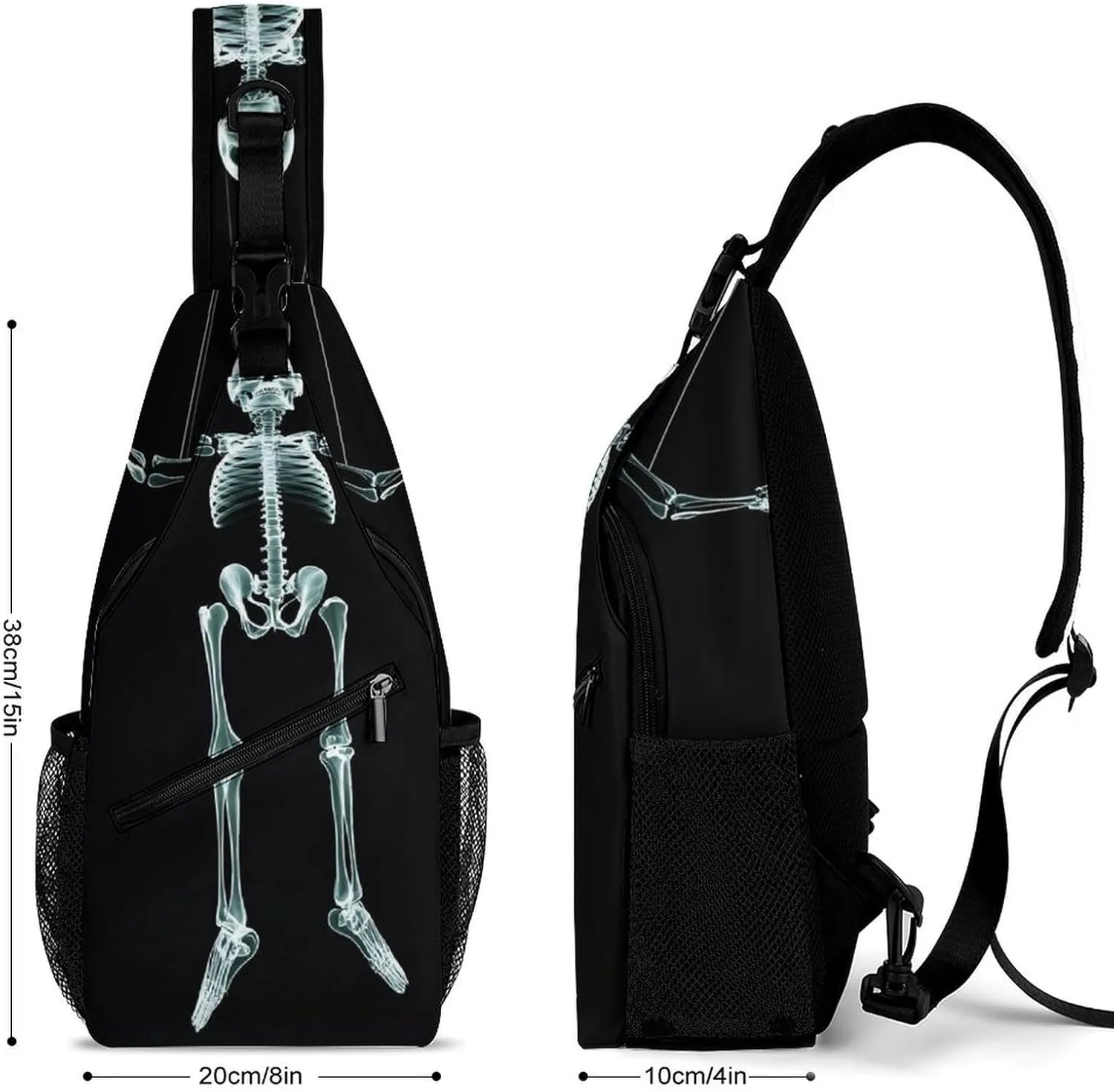 Supdreamc Men & Women Gym Bags Sack Daypack Outdoor Backpack, Funny Skeleton Skull Sling Bag Backpack Backpacking for Climbing Camping Cycling Travel - Durable Tactical Satchel