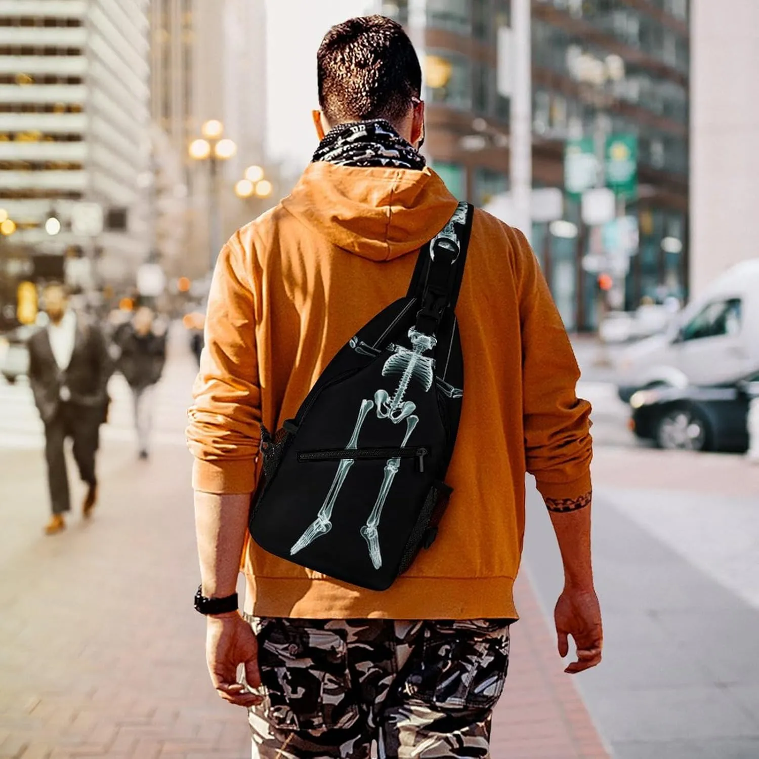 Supdreamc Men & Women Gym Bags Sack Daypack Outdoor Backpack, Funny Skeleton Skull Sling Bag Backpack Backpacking for Climbing Camping Cycling Travel - Durable Tactical Satchel
