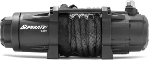 SuperATV 12,000 lb Black Ops Winch with Wireless Remote and Synthetic Rope for UTVs/Jeeps/SUVs | Permanent Magnet DC 12V, 6.0 HP Motor | 14' Length Wiring | 230:1 Gear Ratio