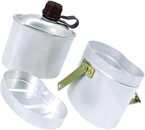 SUPVOX 1 Set Vintage Canteen Set Camping Pot Outdoor Water Pot Lunch Box and Cloth Pouch
