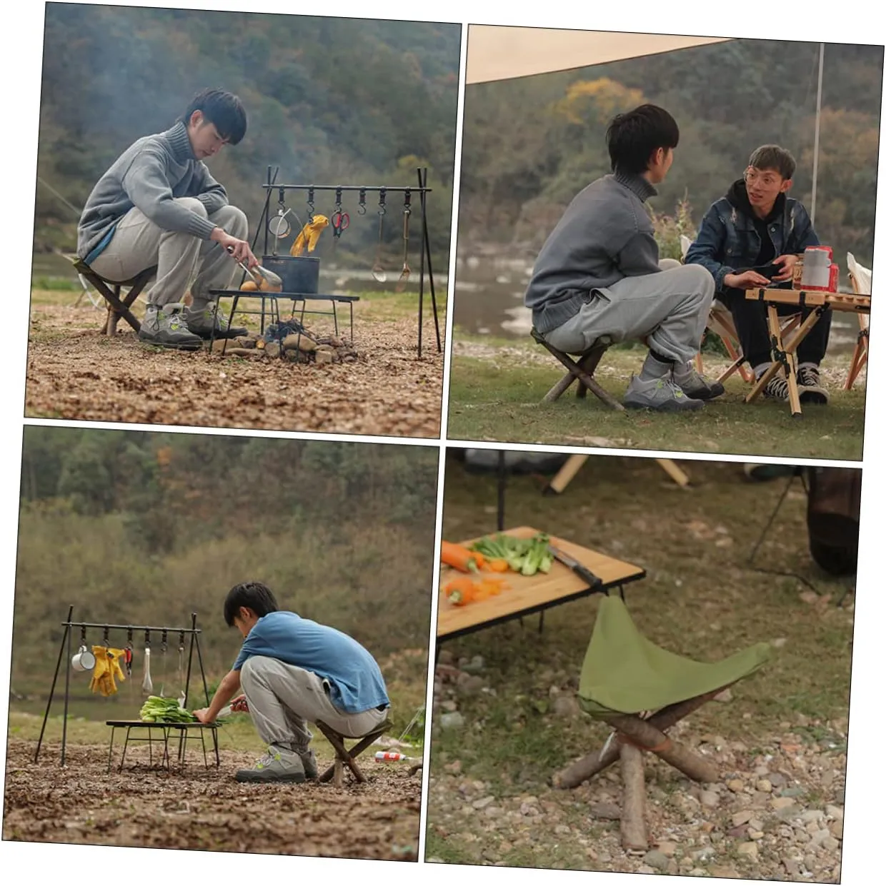 SUPVOX 2pcs Outdoor Tripod Stool with Rope Portable Camping Stool Kit for Fishing BBQ and Outdoor Activities Easy to up Comfortable Design for Hiking and Travel
