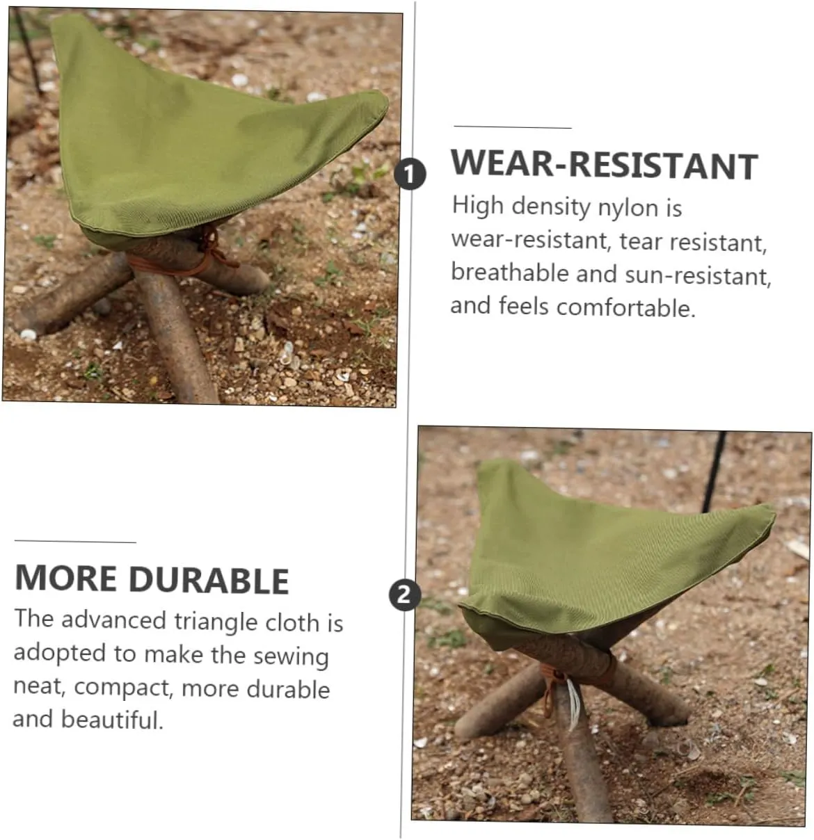 SUPVOX 2pcs Outdoor Tripod Stool with Rope Portable Camping Stool Kit for Fishing BBQ and Outdoor Activities Easy to up Comfortable Design for Hiking and Travel