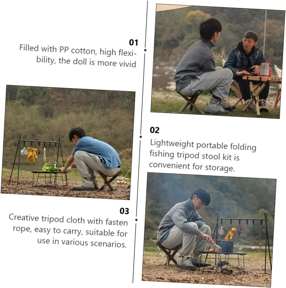 SUPVOX 2pcs Outdoor Tripod Stool with Rope Portable Camping Stool Kit for Fishing BBQ and Outdoor Activities Easy to up Comfortable Design for Hiking and Travel