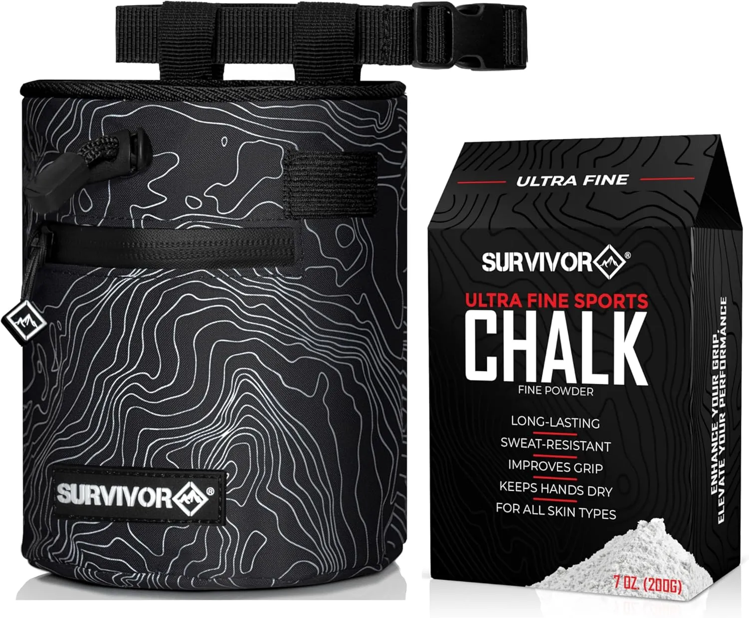 SURVIVOR Chalk Bag   200g Ultra Fine Climbing Chalk Powder Bundle