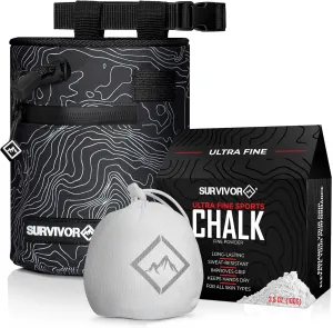 SURVIVOR Chalk Bag   Refillable Chalk Ball   100g Ultra Fine Climbing Chalk Powder Bundle