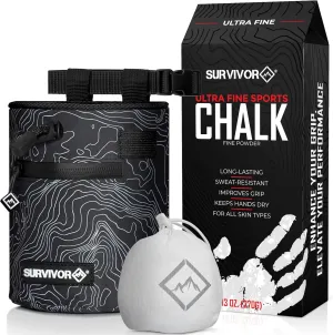 SURVIVOR Chalk Bag   Refillable Chalk Ball   370g Ultra Fine Climbing Chalk Powder Bundle