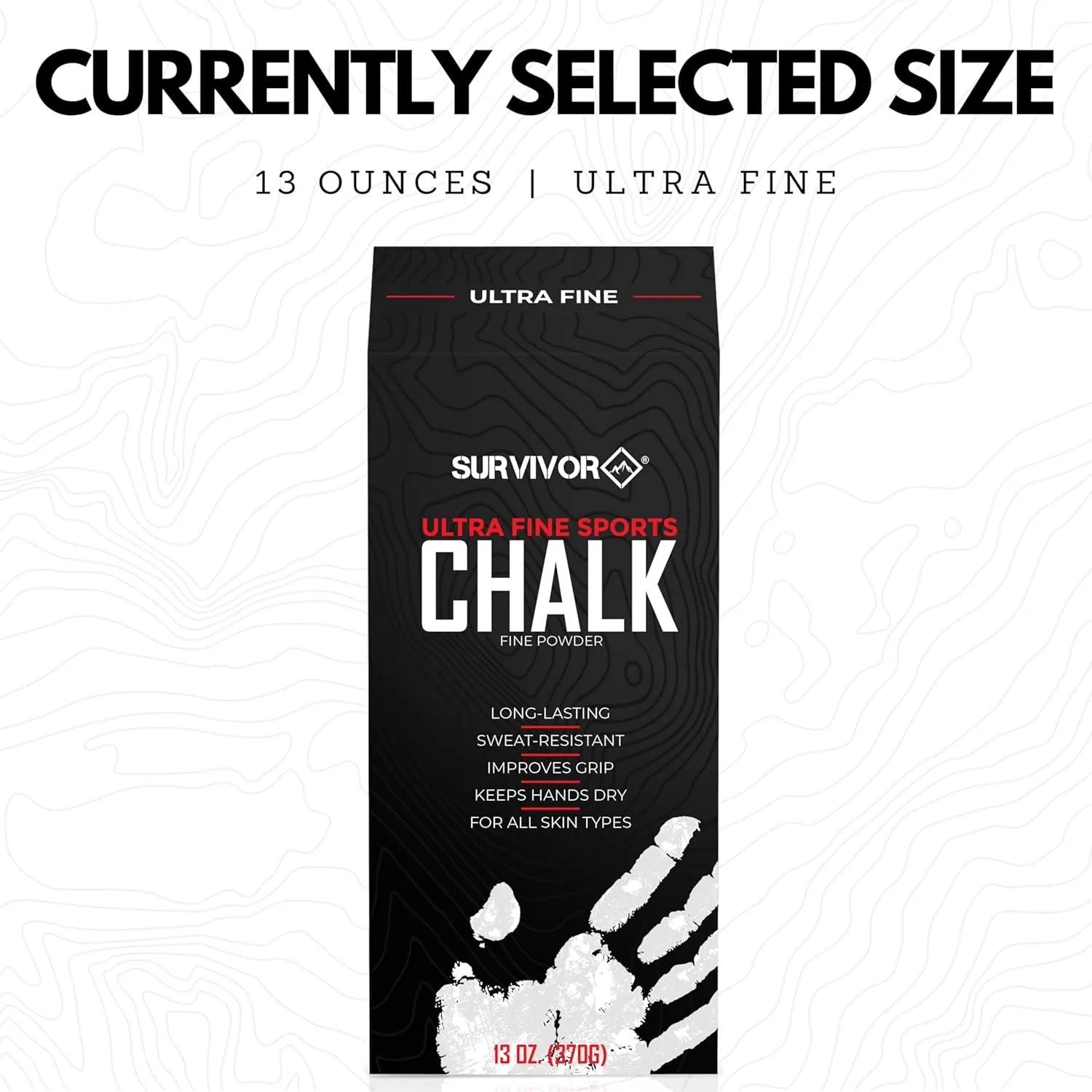 SURVIVOR Gym Chalk - Climbing Chalk, Lifting Chalk, Gymnastics Chalk - Pure Magnesium Carbonate Hand Chalk Powder, Weightlifting Chalk Gym - Rock Climbing Chalk for Weights