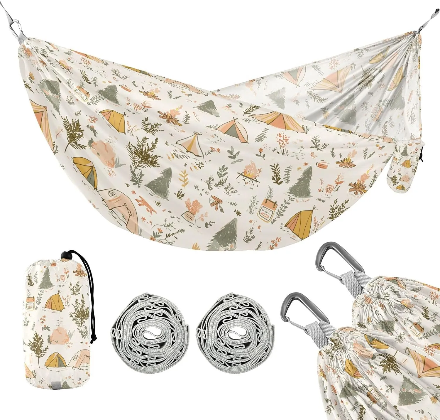 susiyo Portable Camping Hammock Cartoon-Style Tents Printed Lightweight Hammock Comfortable Travel Swing with Tree Straps for Camping Hiking Backpacking Travel or Beach - Up to 330lbs