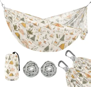 susiyo Portable Camping Hammock Cartoon-Style Tents Printed Lightweight Hammock Comfortable Travel Swing with Tree Straps for Camping Hiking Backpacking Travel or Beach - Up to 330lbs