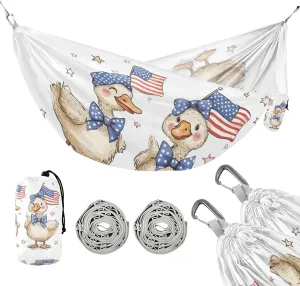 susiyo Portable Camping Hammock Cute Patriotic Goose Printed Lightweight Hammock Comfortable Travel Swing with Tree Straps for Camping Hiking Backpacking Travel or Beach - Up to 330lbs