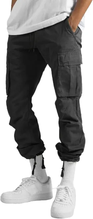 Sweatpants for Men Track Cuff Solid Color Lace up Comfy Workout Pants with Pocket Elastic Waist Joggers Baggy