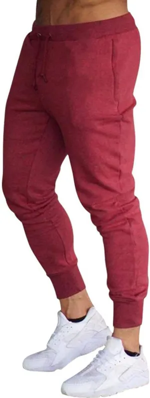 Sweatpants for Men Track Cuff Solid Color Lace up Comfy Workout Pants with Pocket Elastic Waist Joggers Baggy