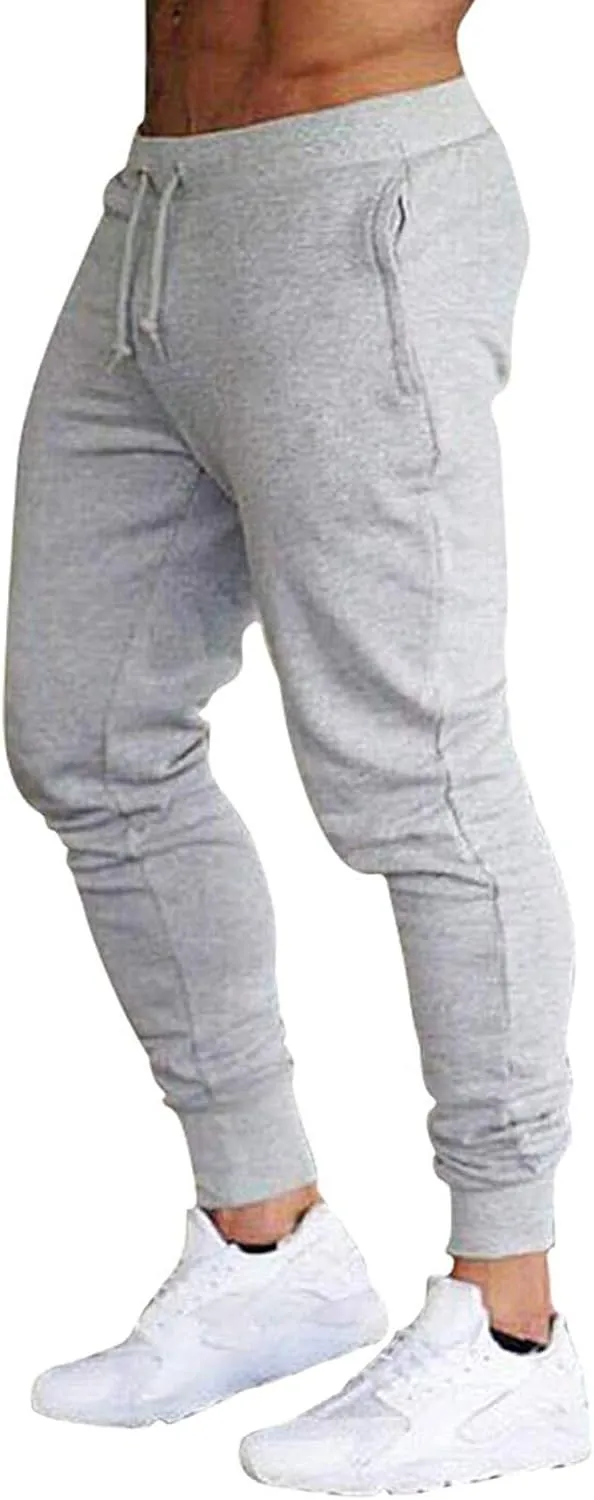 Sweatpants for Men Track Cuff Solid Color Lace up Comfy Workout Pants with Pocket Elastic Waist Joggers Baggy