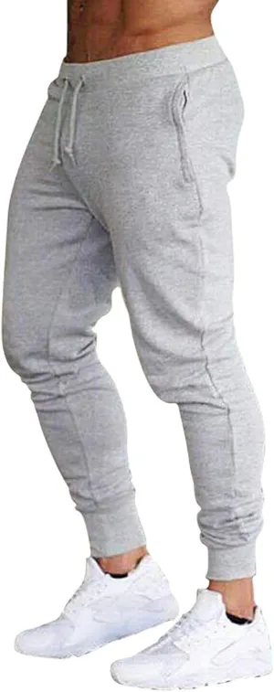 Sweatpants for Men Track Cuff Solid Color Lace up Comfy Workout Pants with Pocket Elastic Waist Joggers Baggy